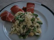 Rezept: Spargel-Champignon-Risotto mit Tiroler Schinken Spargel-Champignon-Risotto mit Tiroler Schinken - Rezept