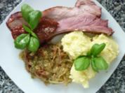 Burgunderrippe mit Tomaten-Zitronensauerkraut und Stampfkartoffeln - Rezept