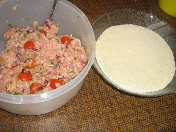 Rezept: Putenfleischküchle auf Champignon-Curry-Sauce an Langkorneis Bild Nr. 3 Putenfleischküchle auf Champignon-Curry-Sauce an Langkorneis - Rezept - Bild Nr. 3