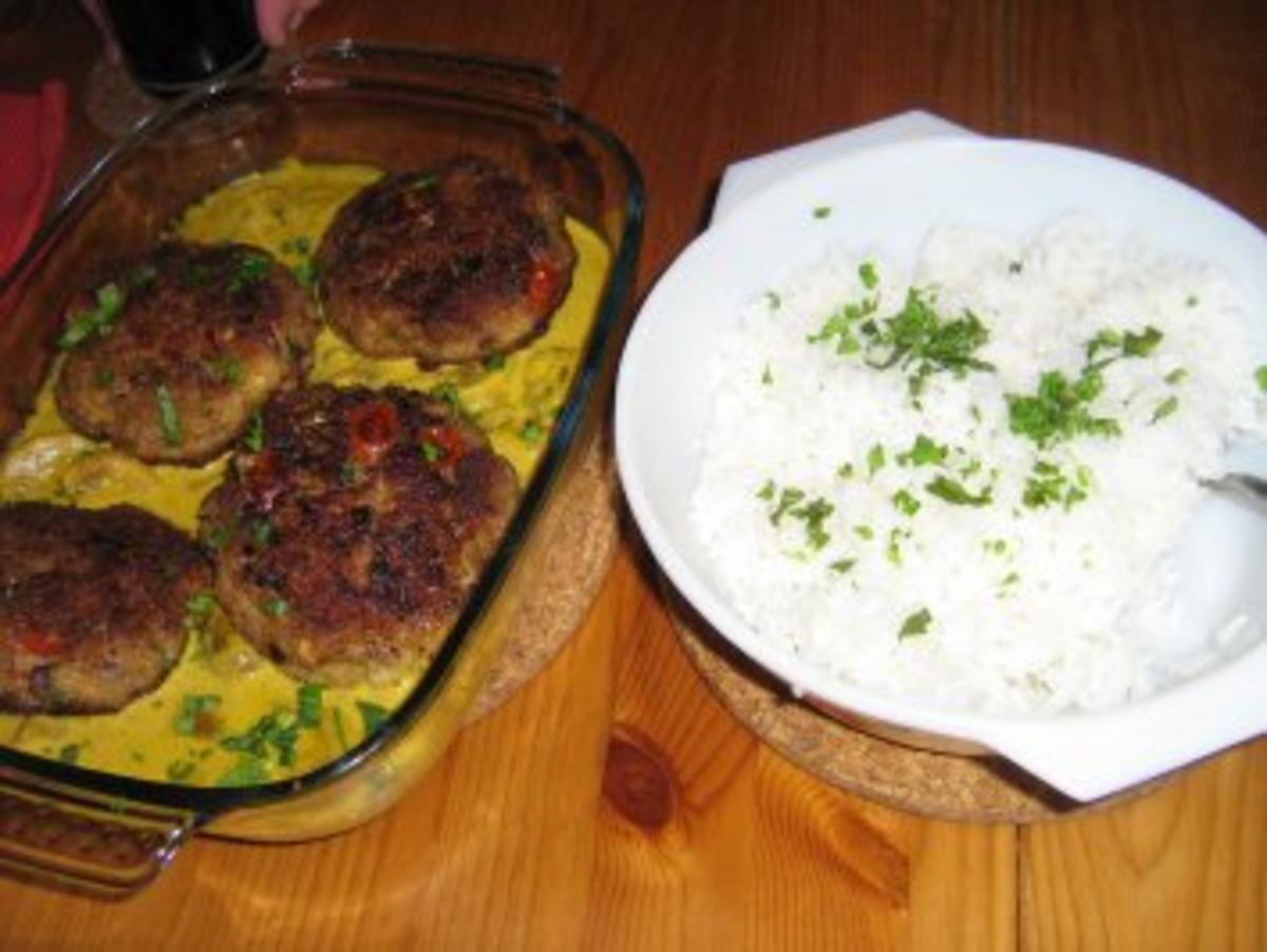 Putenfleischküchle auf Champignon-Curry-Sauce an Langkorneis - Rezept - Bild Nr. 7