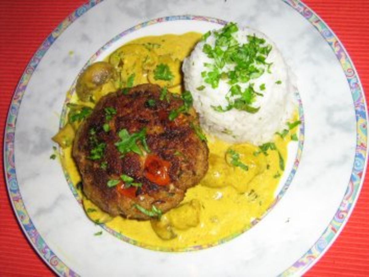 Putenfleischküchle auf Champignon-Curry-Sauce an Langkorneis - Rezept - Bild Nr. 8