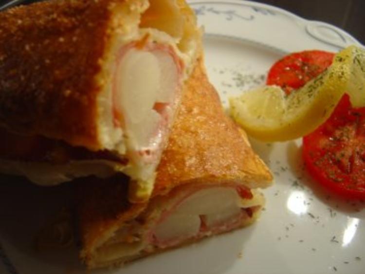 Blätterteig gefüllt mit Spargel und gekochtem Schinken - einfach - 327 ...