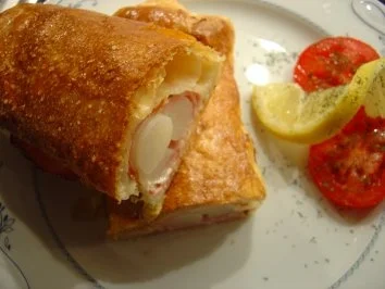 Blätterteig gefüllt mit Spargel und gekochtem Schinken - Rezept - Bild Nr. 2