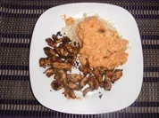 Hähnchengyros mit Reis und cremigen Paprika-Tomatengemüse - Rezept