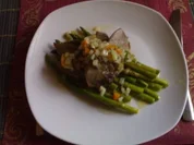 gegrillte Zunge auf grünen Spargel - Rezept