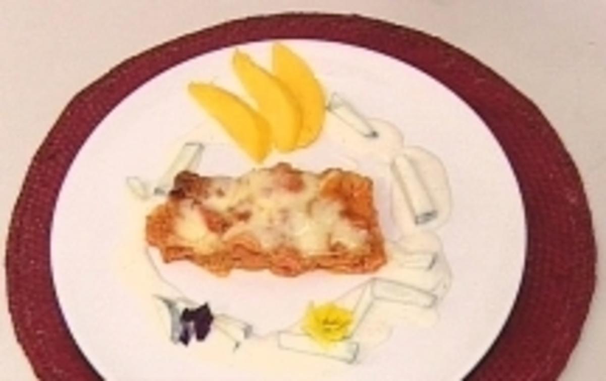 Tandoori-Chicken-Lasagne mit Joghurt-Gurken-Dip und Mango - Rezept