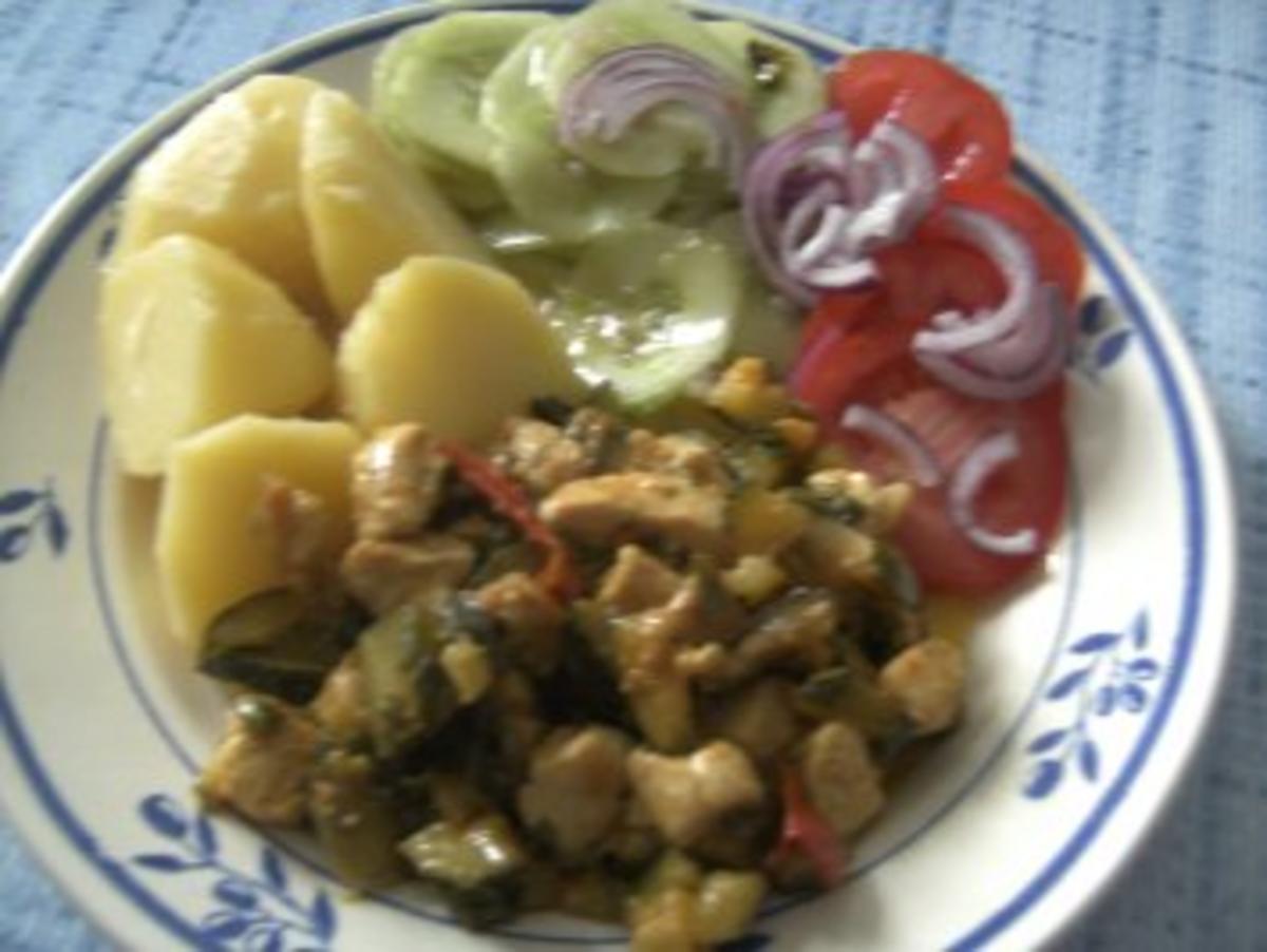 Hähnchen-Minutenschnitzel in Curry-Sahne Gemüse-Bett - Rezept - Bild Nr. 9