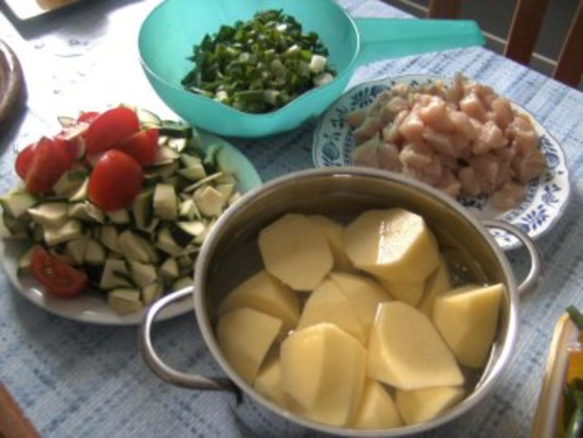 Hähnchen-Minutenschnitzel in Curry-Sahne Gemüse-Bett - Rezept - Bild Nr. 3