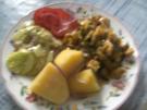 Hähnchen-Minutenschnitzel in Curry-Sahne Gemüse-Bett - Rezept