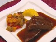 Rinderschmorbraten mit Ratatouille und Rosmarinpolenta - Rezept