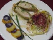 Getrüffelte Bresse-Poularde in Mokkaduft mit Mesclun-Salatund violetten Kartoffeln - Rezept - Bild Nr. 2