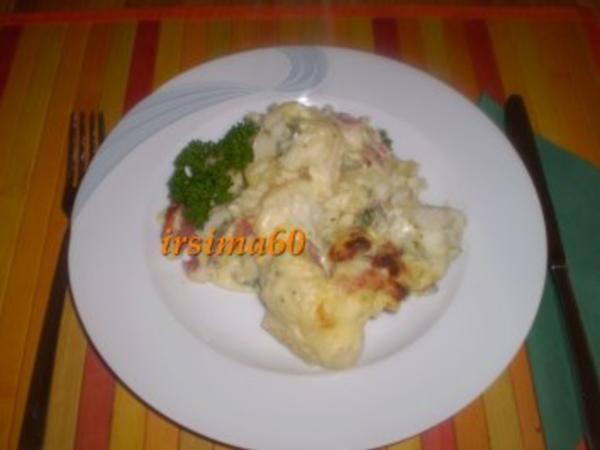 Blumenkohl Auflauf mit einer Käsesoße überbacken - einfach - 99 kcal/100g