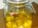 Eingelegter Käse (hier: Gouda) - Rezept