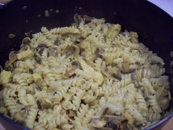 Rezept: Nudeln mit Schnitzel-Rahm-Soße Nudeln mit Schnitzel-Rahm-Soße - Rezept