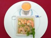 Gazpacho-Shot und pikante Shrimps - Langostinos picantes - Rezept