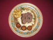 Hirschkalbsrücken auf Rahmkohlrabi mit Champignons und Brezenauflauf - Rezept - Bild Nr. 2