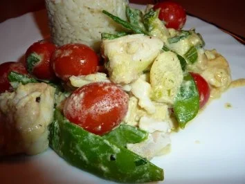 Fisch: Fisch grün-weiß mit kleinen roten Tupfen - Rezept