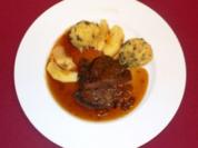 Rindersauerbratensteak mit Verjus-Soße und Morchelpolenta - Rezept - Bild Nr. 2