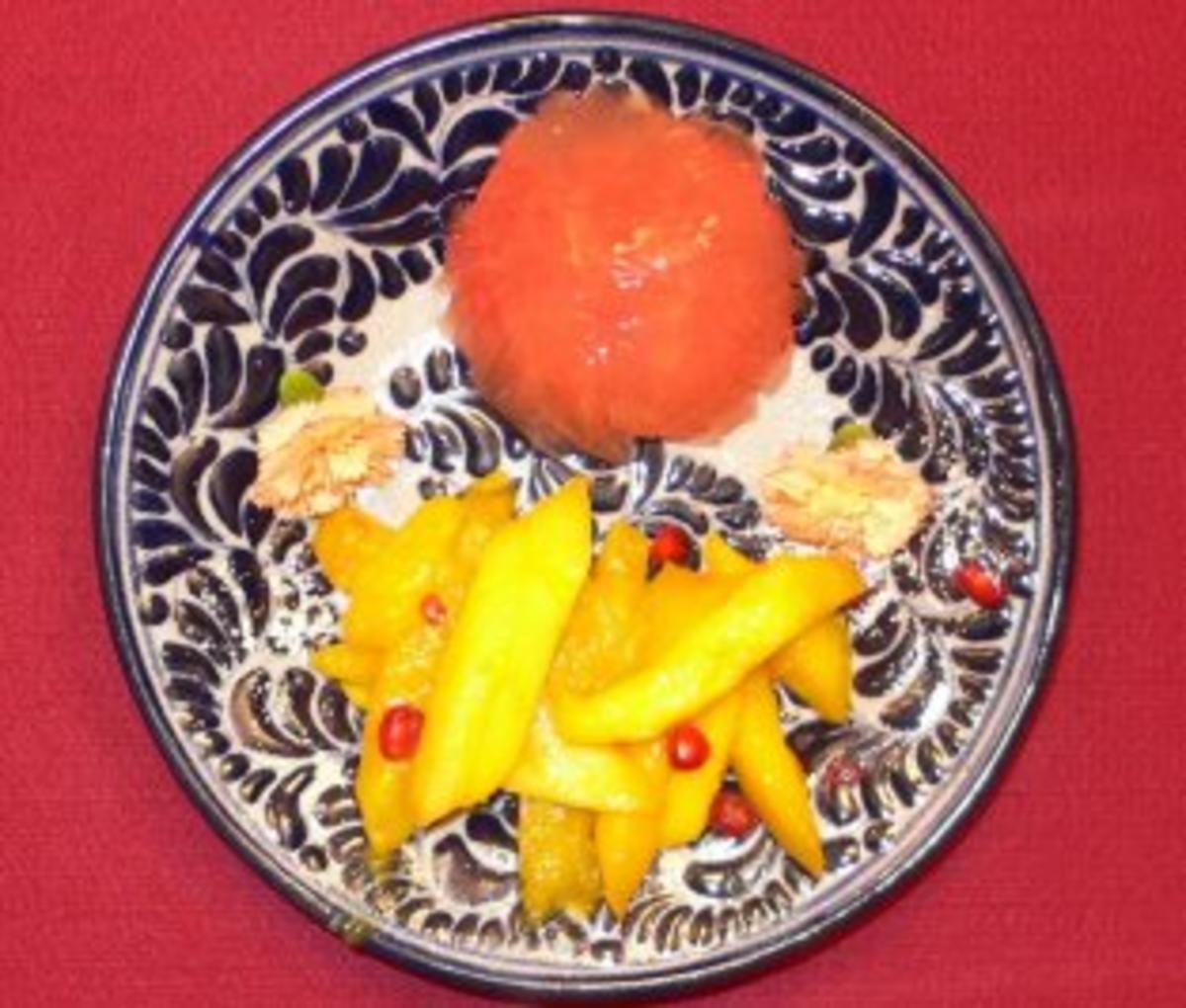 Grapefruitgelee mit Rosenwasser und Mango al Tequila - Rezept - Bild Nr. 2