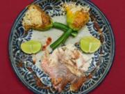 Red Snapper mit Knoblauch, Reis und Zucchiniblüte - Rezept - Bild Nr. 2