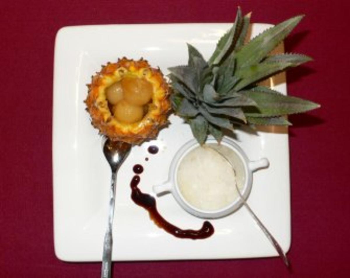 Bilder für Flambierte Ananas mit Champagnergranité - Rezept