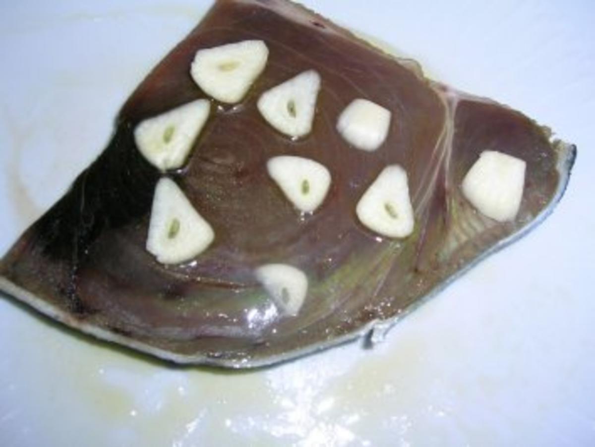 Thunfisch mariniert mit Kartoffelfächer an Blattspinat mit geschmorten Tomaten+Schafskäse - Rezept - Bild Nr. 4