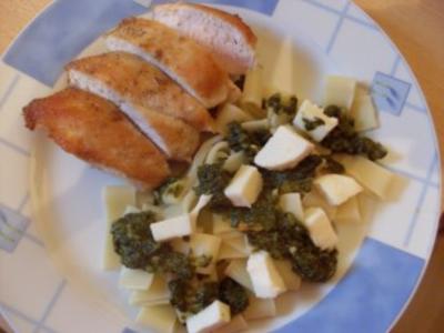 Rezept: Spinat-Nudeln mit Hähnchenfilet Spinat-Nudeln mit Hähnchenfilet - Rezept