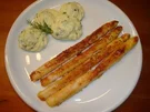 Spargel gebraten mit Spinatkartoffelsahne - Rezept