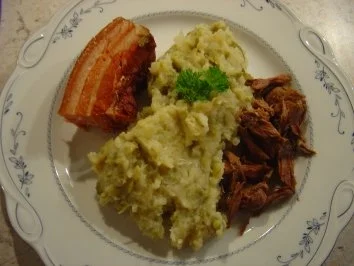 Schnibbelbohnen-Stampf mit Suppenfleisch und Bauch - Rezept - Bild Nr. 2