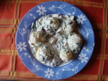 Knödel mit Lauchzwiebel-Specksoße - Rezept - Bild Nr. 6