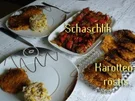 Schaschlikspieße mit Karottenröstis - Rezept