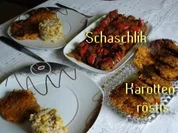 Schaschlikspieße mit Karottenröstis - Rezept