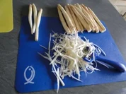 Rezept: Gebratener Spargel mit gebr. Schinken, Pilze und und Parmesan, ergibt Gebratener Spargel mit gebr. Schinken, Pilze und und Parmesan, ergibt - Rezept