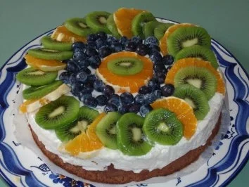 Quark-Joghurt Torte mit Früchten - Rezept