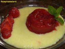 Dessert:  ERDBEERROSE in Vanillesauce - Rezept