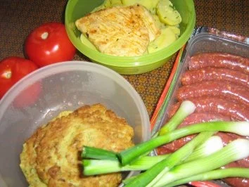 Merquez mit Kartöffelchen gebraten und mit Mozzarella überbacken - Rezept - Bild Nr. 2