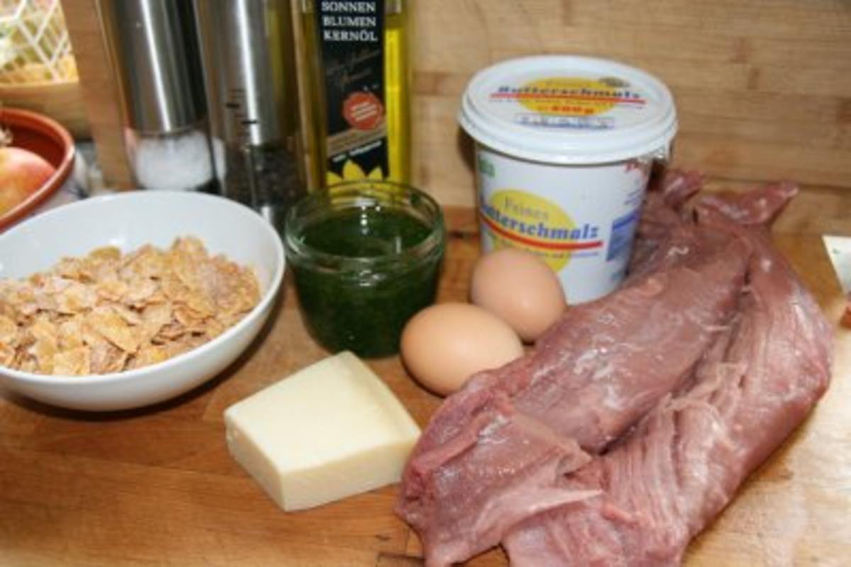 Schwein: Filet mit Cornflakes-Bärlauch-Haube und Spargel mit jungen Kartoffeln - Rezept - Bild Nr. 3