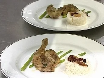 Orangenhähnchen mit Kartoffelreis u. Granatapfel-Safran-Soße - Rezept