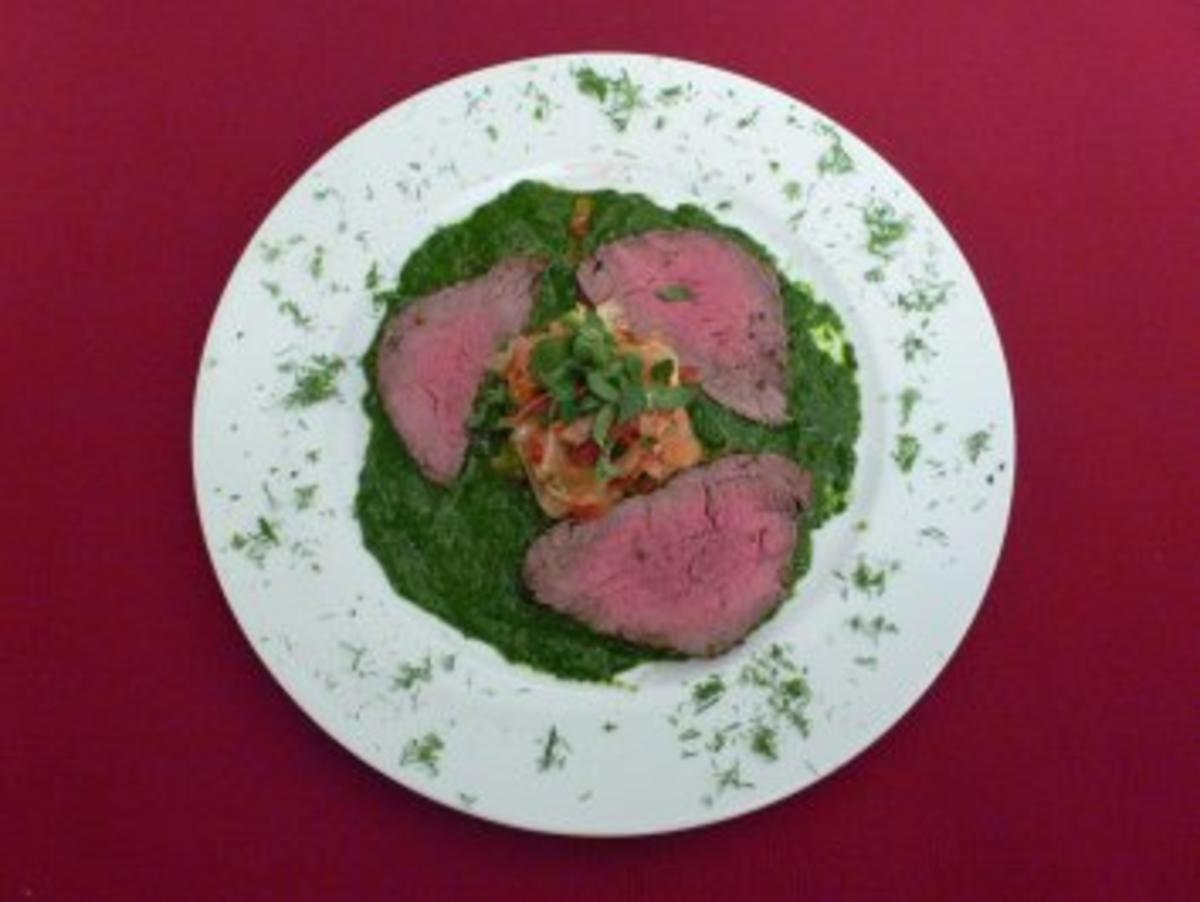 Rezept: Filet vom Rind mit Fenchel, Majoran, Petersilien-Pesto und eingelegten Tomaten Bild Nr. 2 Filet vom Rind mit Fenchel, Majoran, Petersilien-Pesto und eingelegten Tomaten - Rezept - Bild Nr. 2