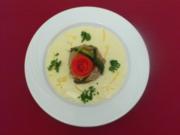 Galette gefüllt mit Lachs und Spinat auf Zitronensoße - Rezept - Bild Nr. 2