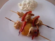 Gefügelspieße mit Apfeldip - Rezept