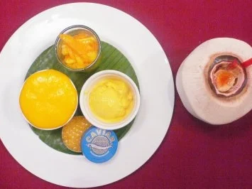 Rezept: Mangoeis, Mangosalat und Mango-Espuma auf Creme Brulee Bild Nr. 2 Mangoeis, Mangosalat und Mango-Espuma auf Creme Brulee - Rezept - Bild Nr. 2