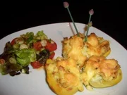 Beilage : Gratinierte gefüllte Knoblauchkartoffeln - Rezept