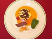Brownie auf Mangosoßenspiegel und Mangoparfait - Rezept - Bild Nr. 2