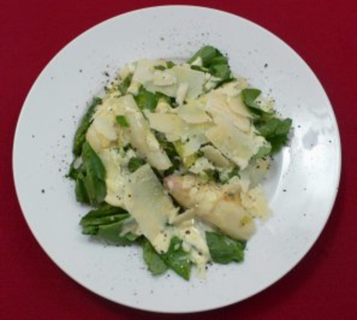 Bilder für Spargelsalat mit Brunnenkresse, dazu Zuckerschoten und Champignons - Rezept