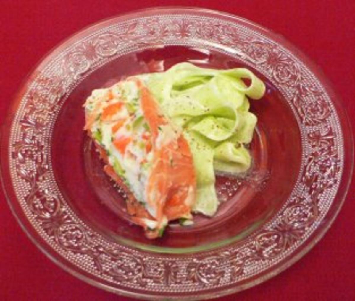 Buttermilchterrine im Ikarimi-Räucherlachsmantel auf Gurkensalat - Rezept - Bild Nr. 2