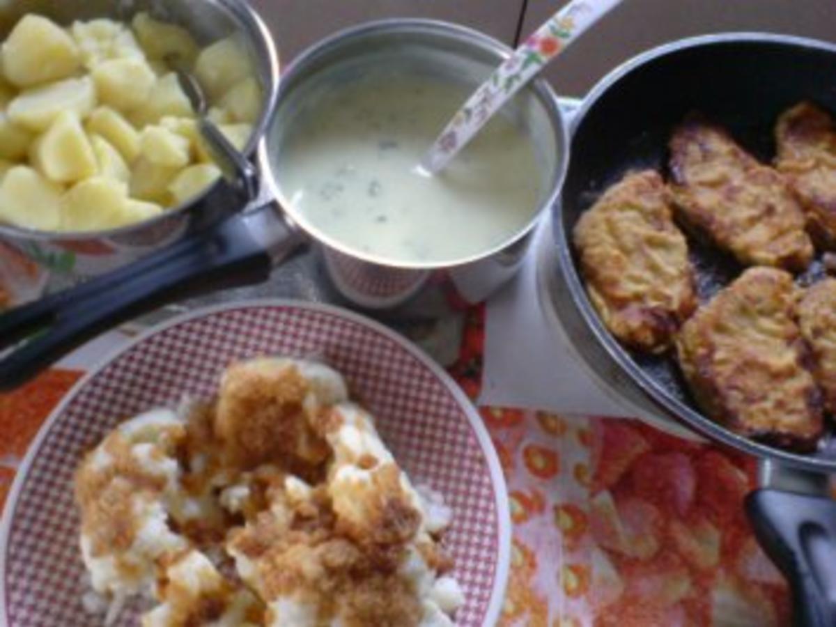 Schnitzel mit Blumenkohl und heller Soße - Rezept - kochbar.de