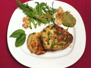Melanzane alla Cotoletta auf Rucolabeet und Walnuss-Vinaigrette - Rezept - Bild Nr. 2