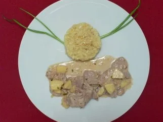Zartes Filet mit Ingwer auf Apfel-Calvadossoße an Safranrisotto - Rezept - Bild Nr. 2