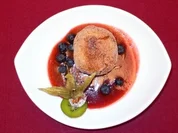 Gebackene Schoko-Pflaumen auf Pflaumen-Zimtmus & exotischen Früchten - Rezept - Bild Nr. 2